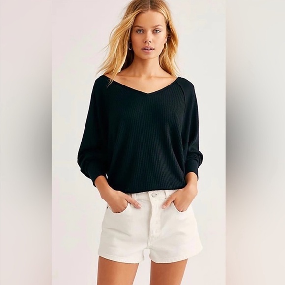 Free People Tops - Free People Santa Clara Thermal Black NWOT Size Small